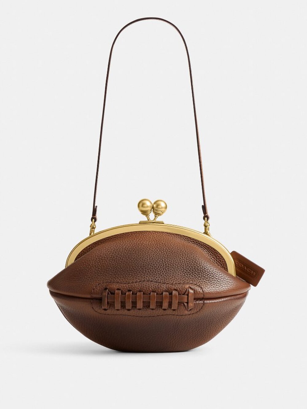 Coach Football Kisslock Frame Bag In Regenerative Leather